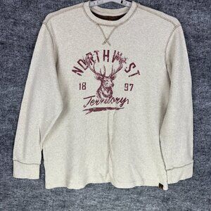 Northwest Men's T Shirt XLT, Beige, Thermal Waffle Knit, Long Sleeve Crewneck